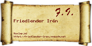 Friedlender Irén névjegykártya